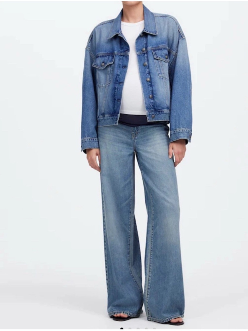 NWT Madewell Maternity Light Blue Over-Belly Super SOFT Wide-Leg Jeans